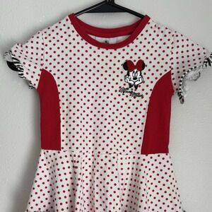 Disney Parks Girl XS Minnie Mouse Polka Dot Dress‎ Red White Black Ruffles